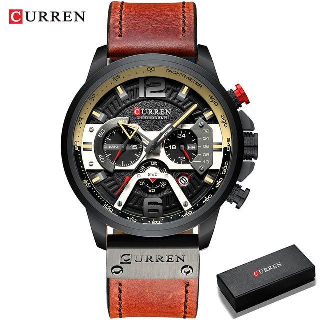 Military Leather Chronograph Wristwatch - SLSOK