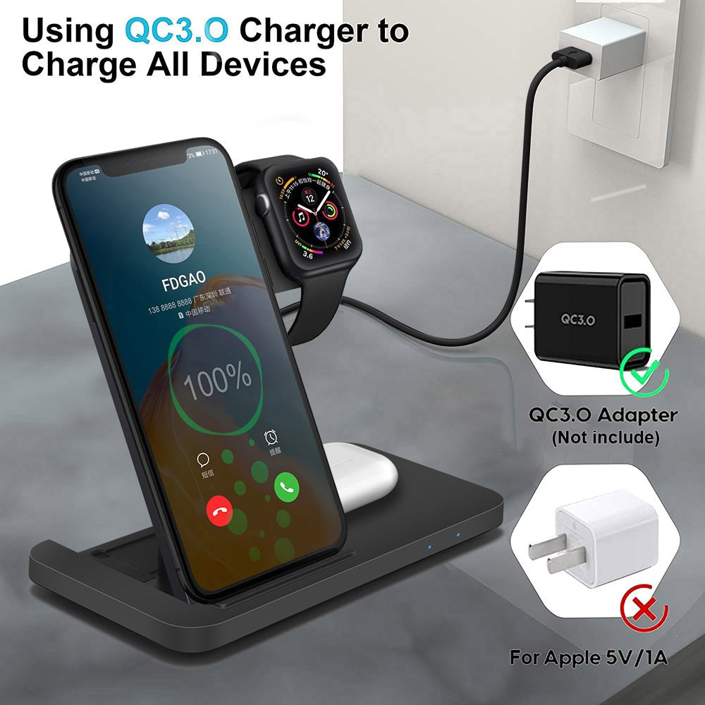 3in1 Wireless Fast Charger Dock Station My Store