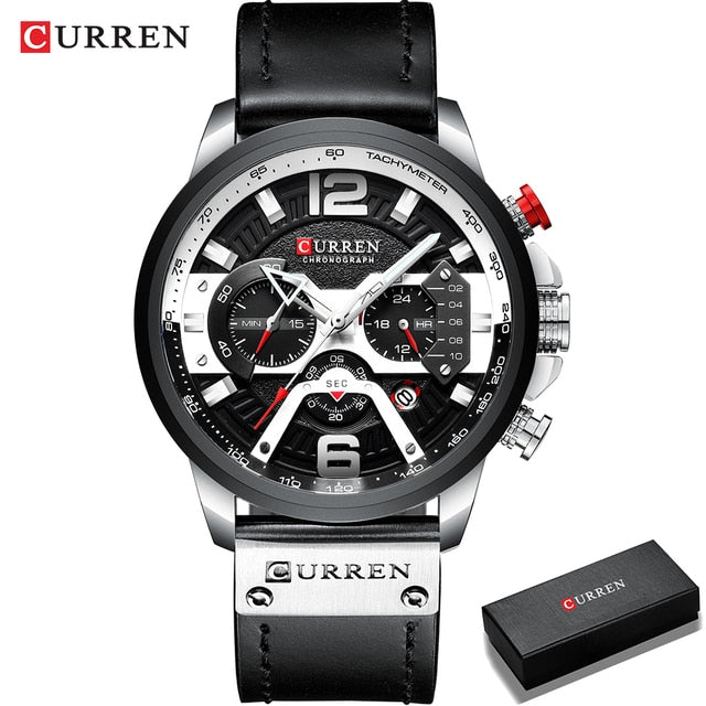 Military Leather Chronograph Wristwatch - SLSOK