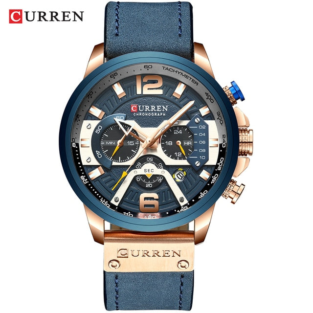 Military Leather Chronograph Wristwatch - SLSOK