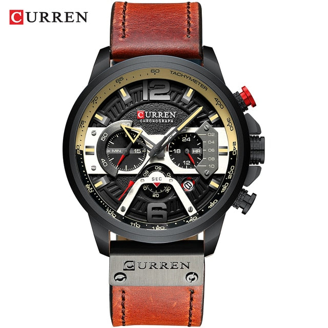 Military Leather Chronograph Wristwatch - SLSOK