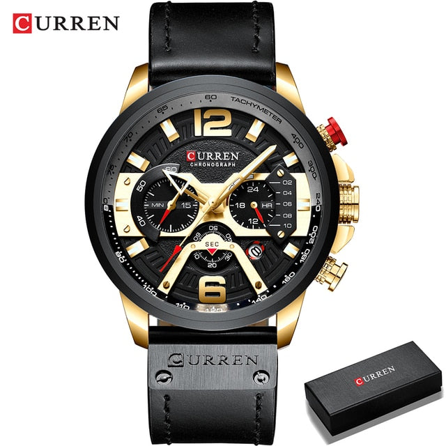 Military Leather Chronograph Wristwatch - SLSOK