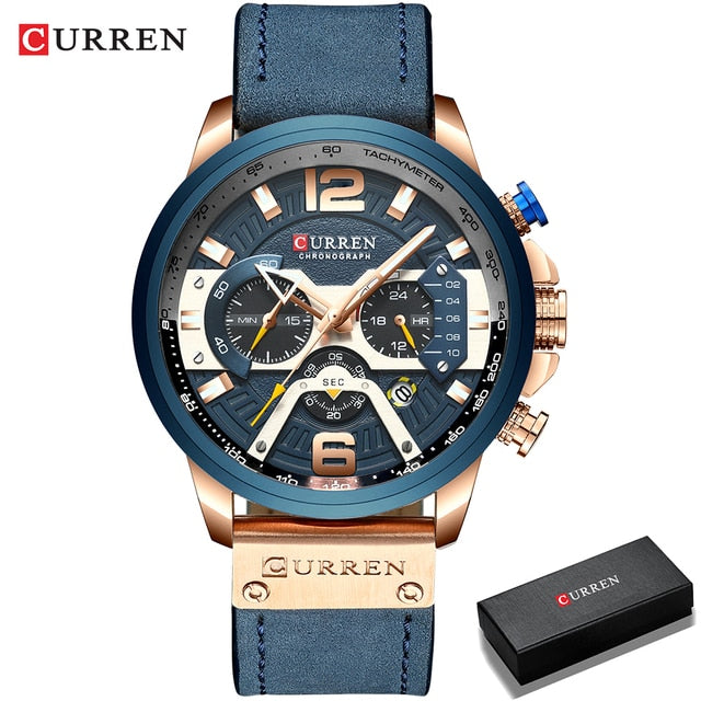 Military Leather Chronograph Wristwatch - SLSOK