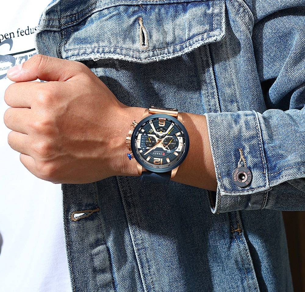 Military Leather Chronograph Wristwatch - SLSOK
