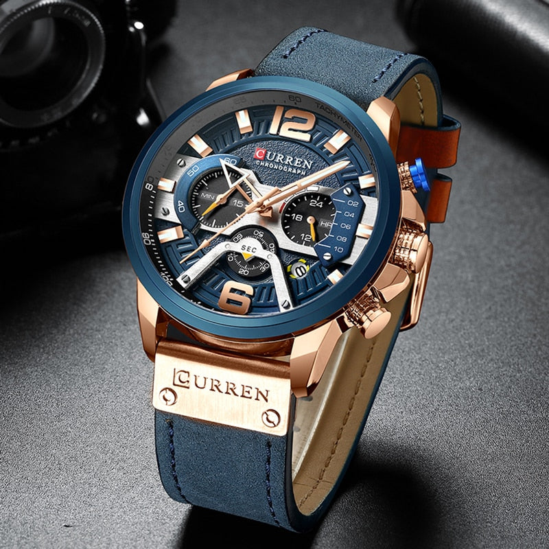 Military Leather Chronograph Wristwatch - SLSOK