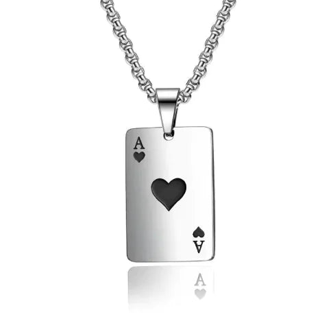 Stainless Steel Poker Card Necklace - SLSOK