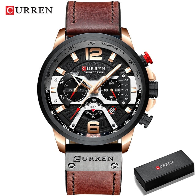 Military Leather Chronograph Wristwatch - SLSOK