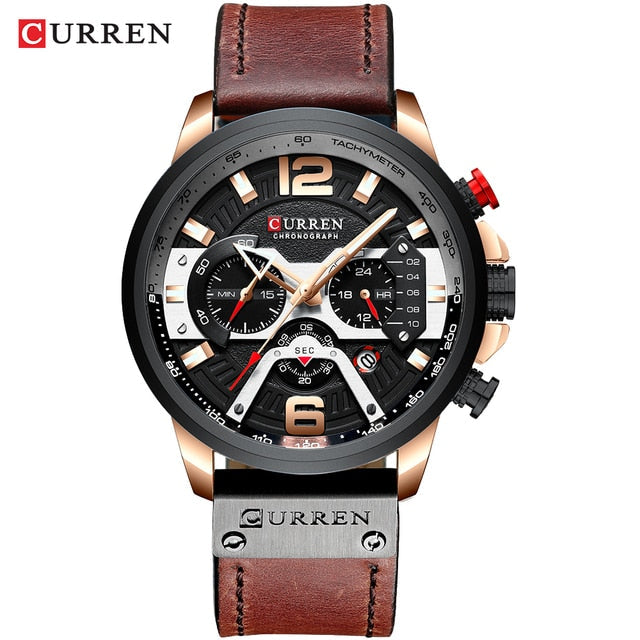 Military Leather Chronograph Wristwatch - SLSOK