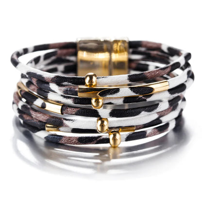 Leopard Print Leather Bracelet - SLSOK