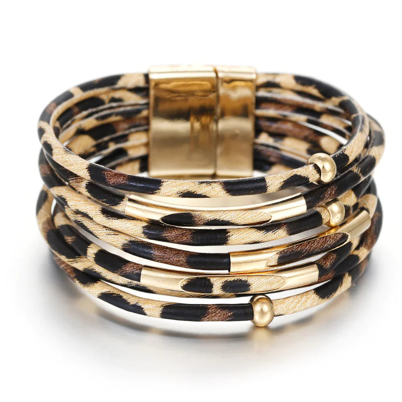 Leopard Print Leather Bracelet - SLSOK