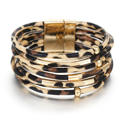 Leopard Print Leather Bracelet - SLSOK