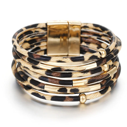 Leopard Print Leather Bracelet - SLSOK