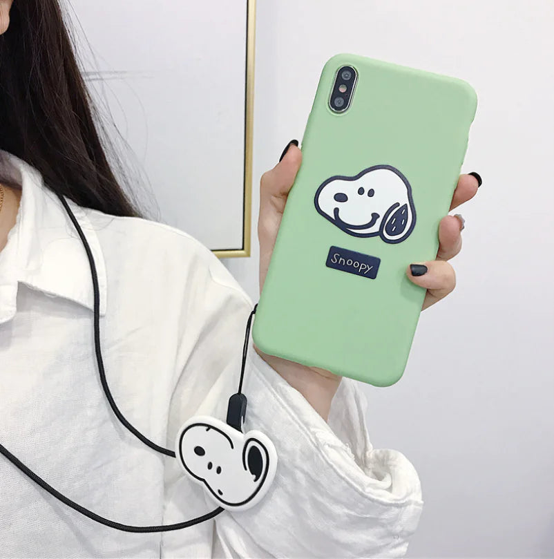 Cute Snoopy Phone Case with Stand and Protector SLSOK