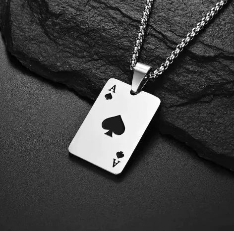 Stainless Steel Poker Card Necklace - SLSOK