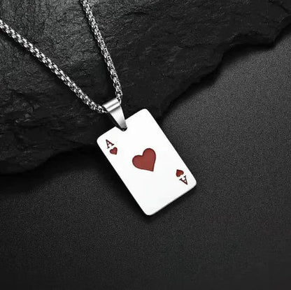 Stainless Steel Poker Card Necklace - SLSOK