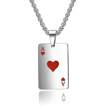 Stainless Steel Poker Card Necklace - SLSOK