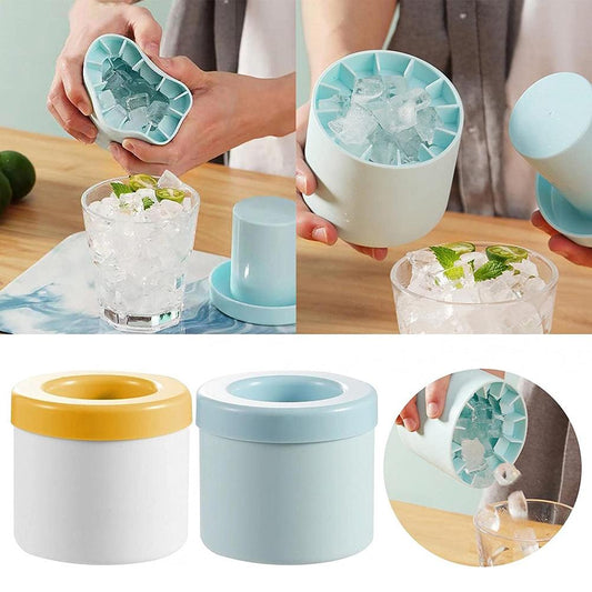 Silicone Cylinder Portable Ice Maker Bucket - SLSOK