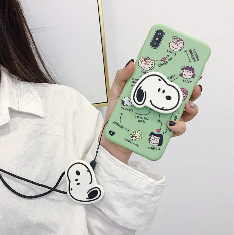 Cute Snoopy Phone Case with Stand and Protector SLSOK