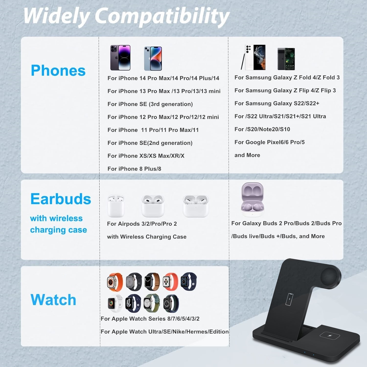3in1 Wireless Fast Charger Dock Station My Store